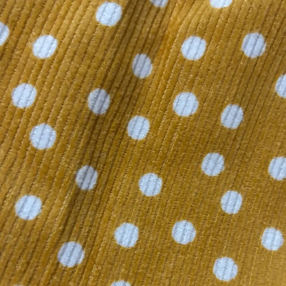 Mustard Yellow Polka Dot Skirt 7/8 gold tone buttons nwt 💯 cotton